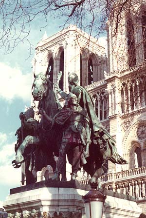 Statue of Charlemagne in front of Notre Dame